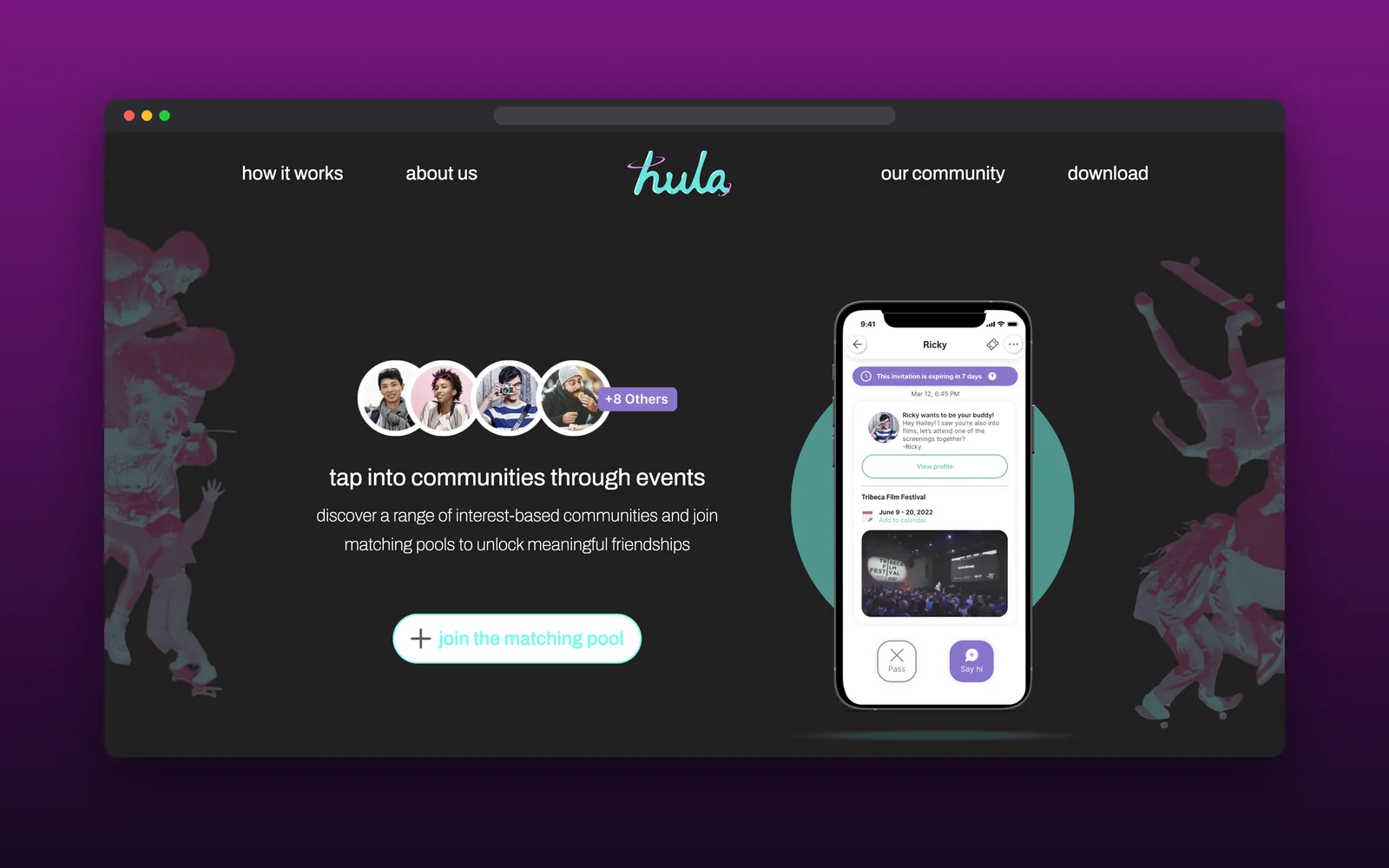 The Hula website: tap into communities through events